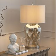 Ambassador Metallic Glass Lamp with Velvet Shade