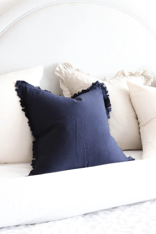 Nora Fringed Navy Cushion Covers 45 x 45