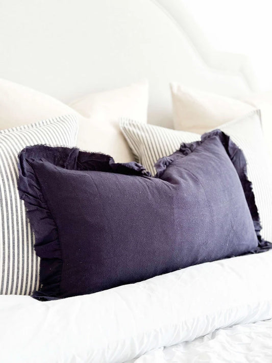 Grace Navy Ruffle Cushion 50 x 30