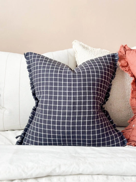 Esmee Navy Check Cushion