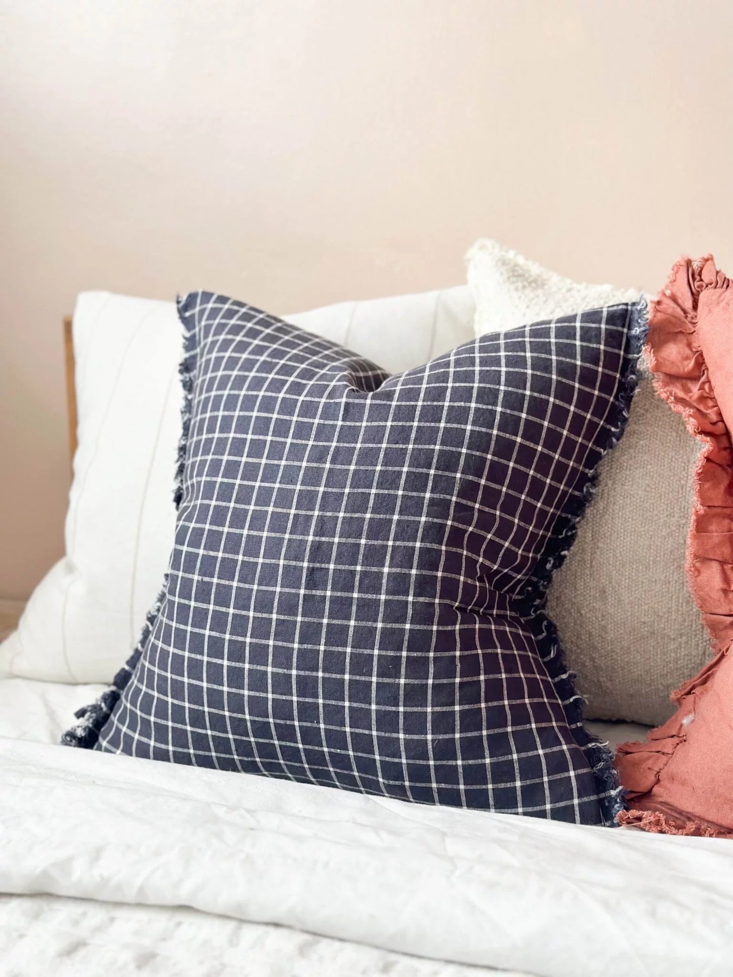 Esmee Navy Check Cushion