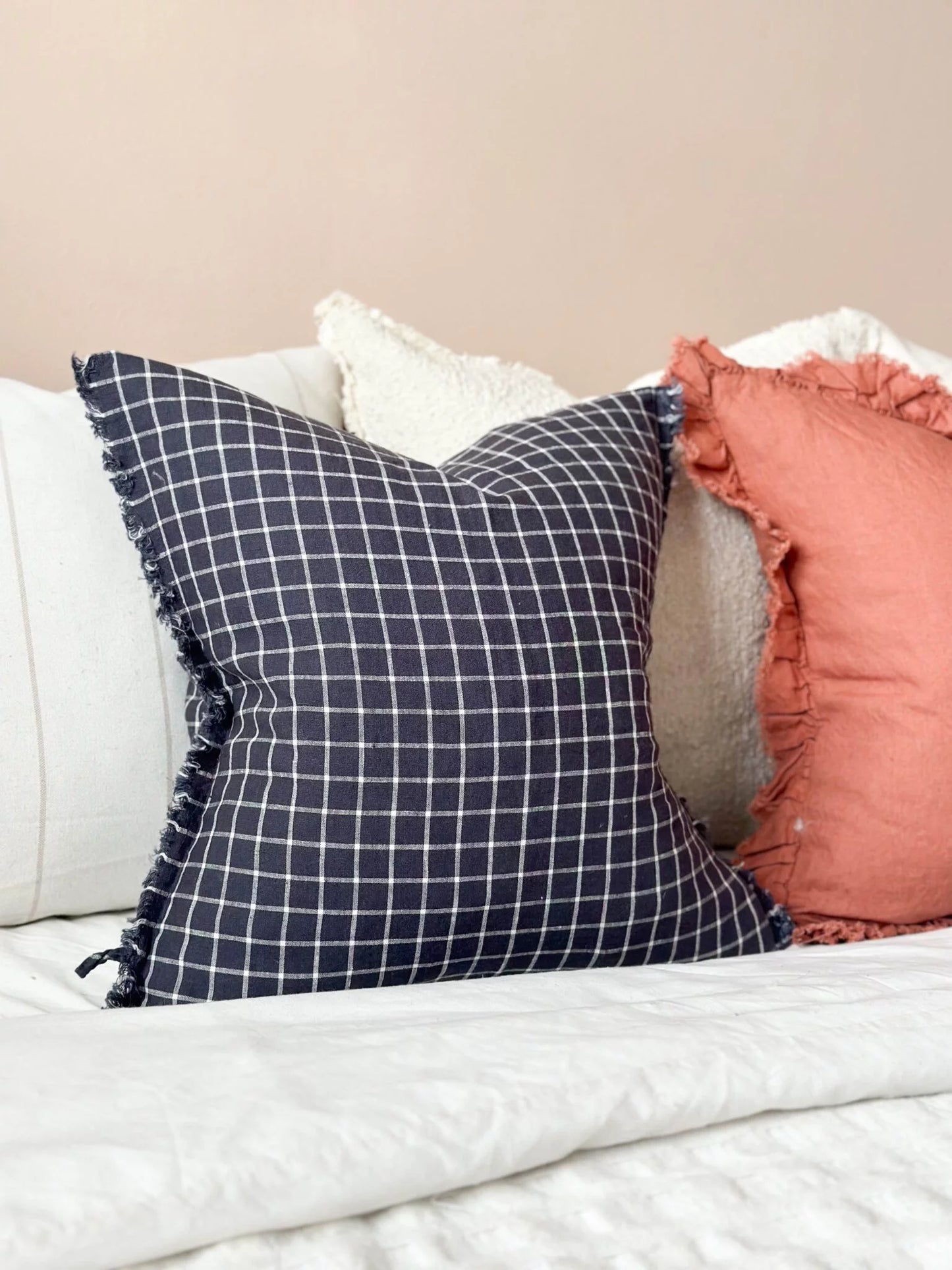 Esmee Navy Check Cushion