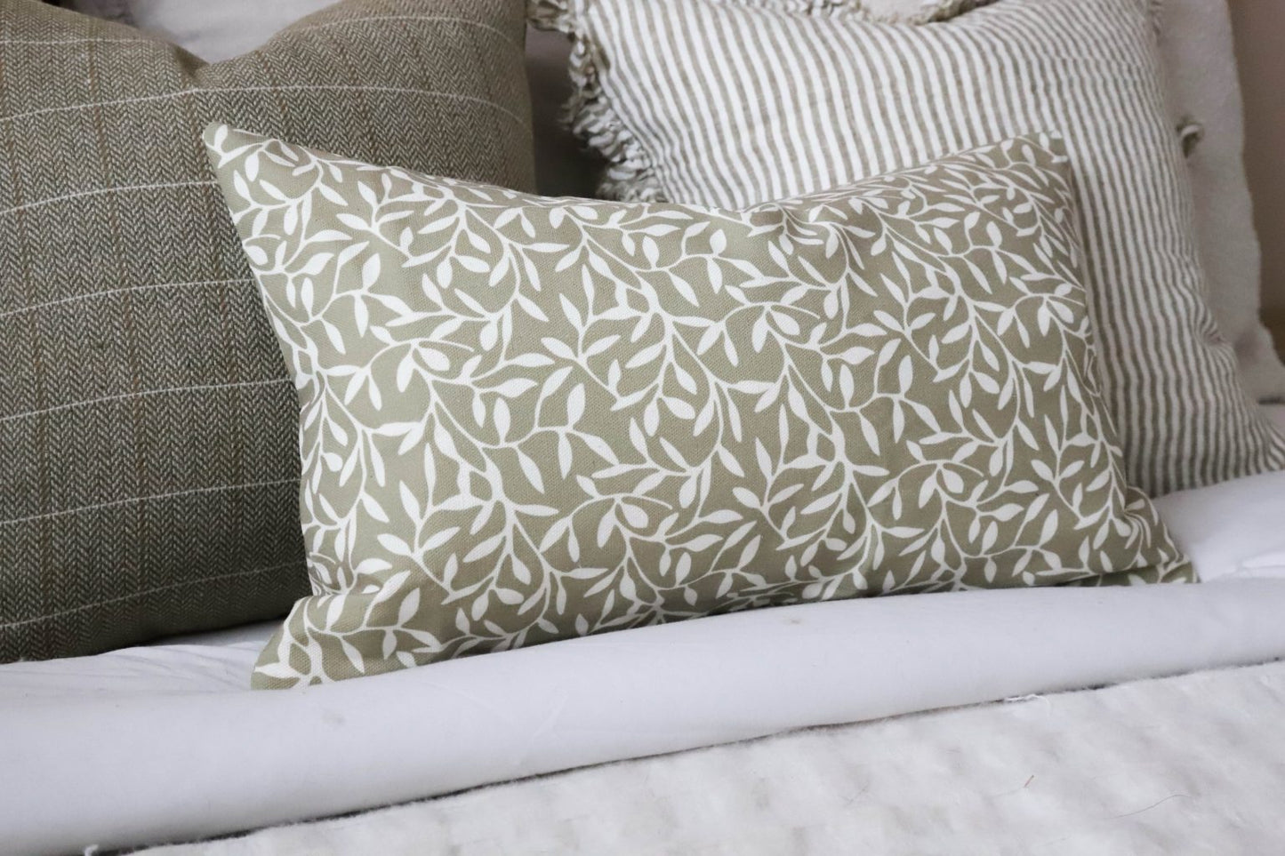 Aria Olive Leaf Cushion 50 x 30