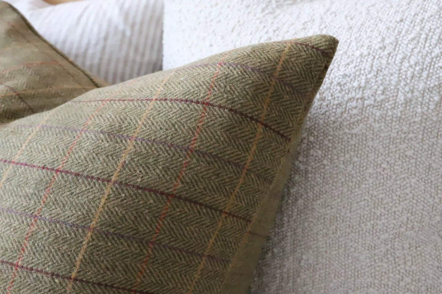 Charlie Olive Tweed Cushion