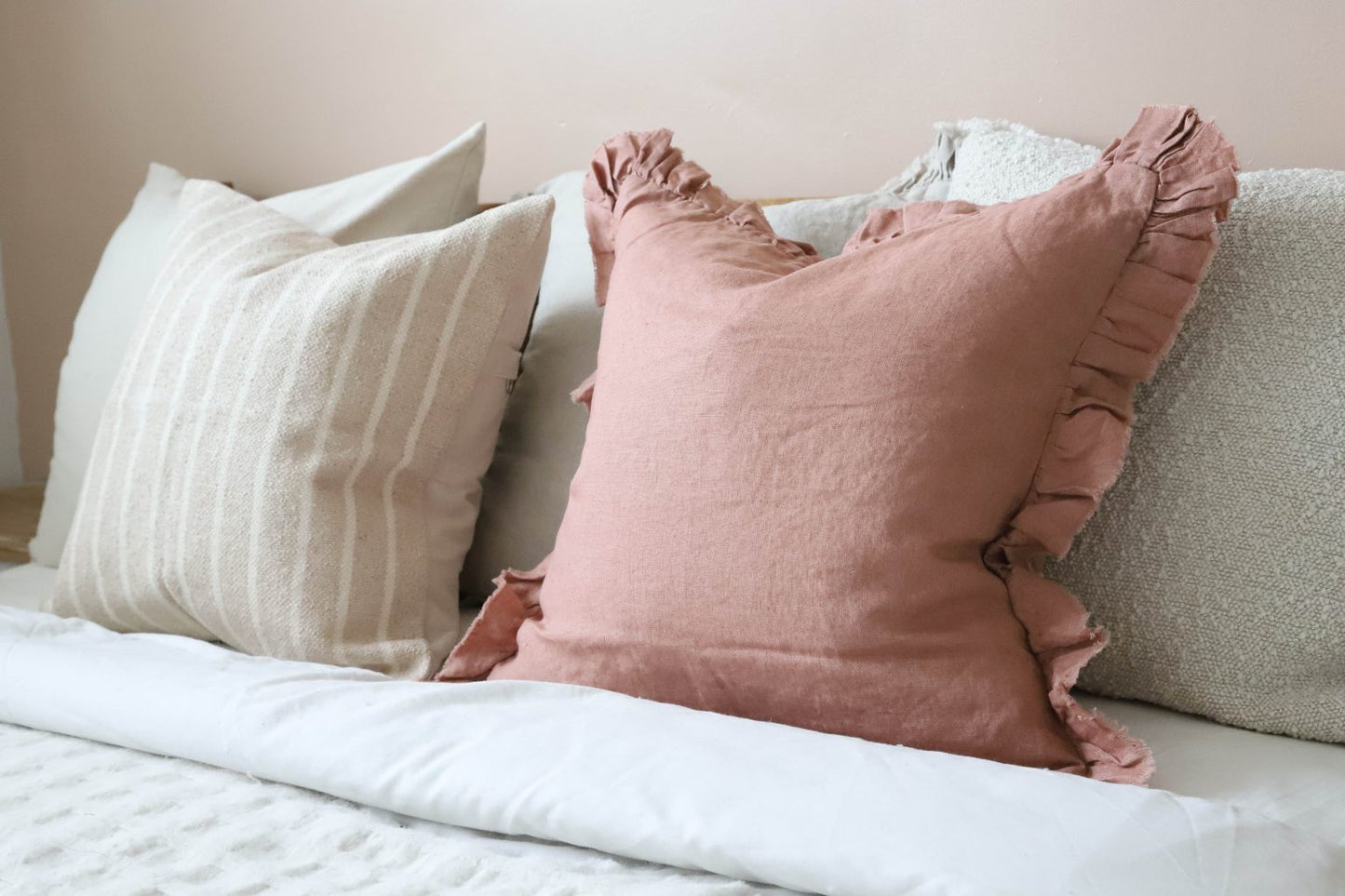 Hallie Dusty Pink Ruffle Cushion