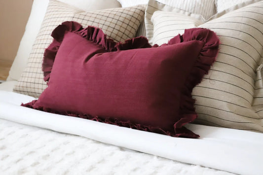 Grace Plum Ruffle Cushion