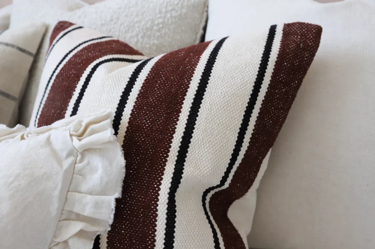 India Plum and Black Stripe Cushion