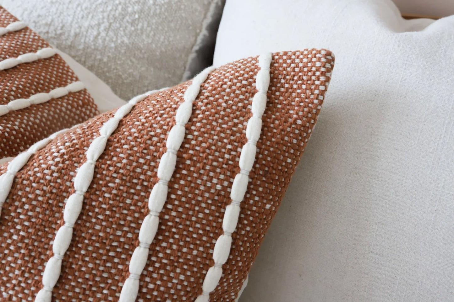 India Rust Textured Stripe Cushion