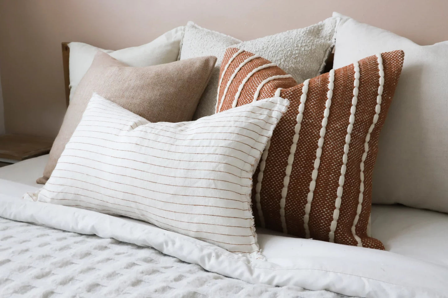 India Rust Textured Stripe Cushion