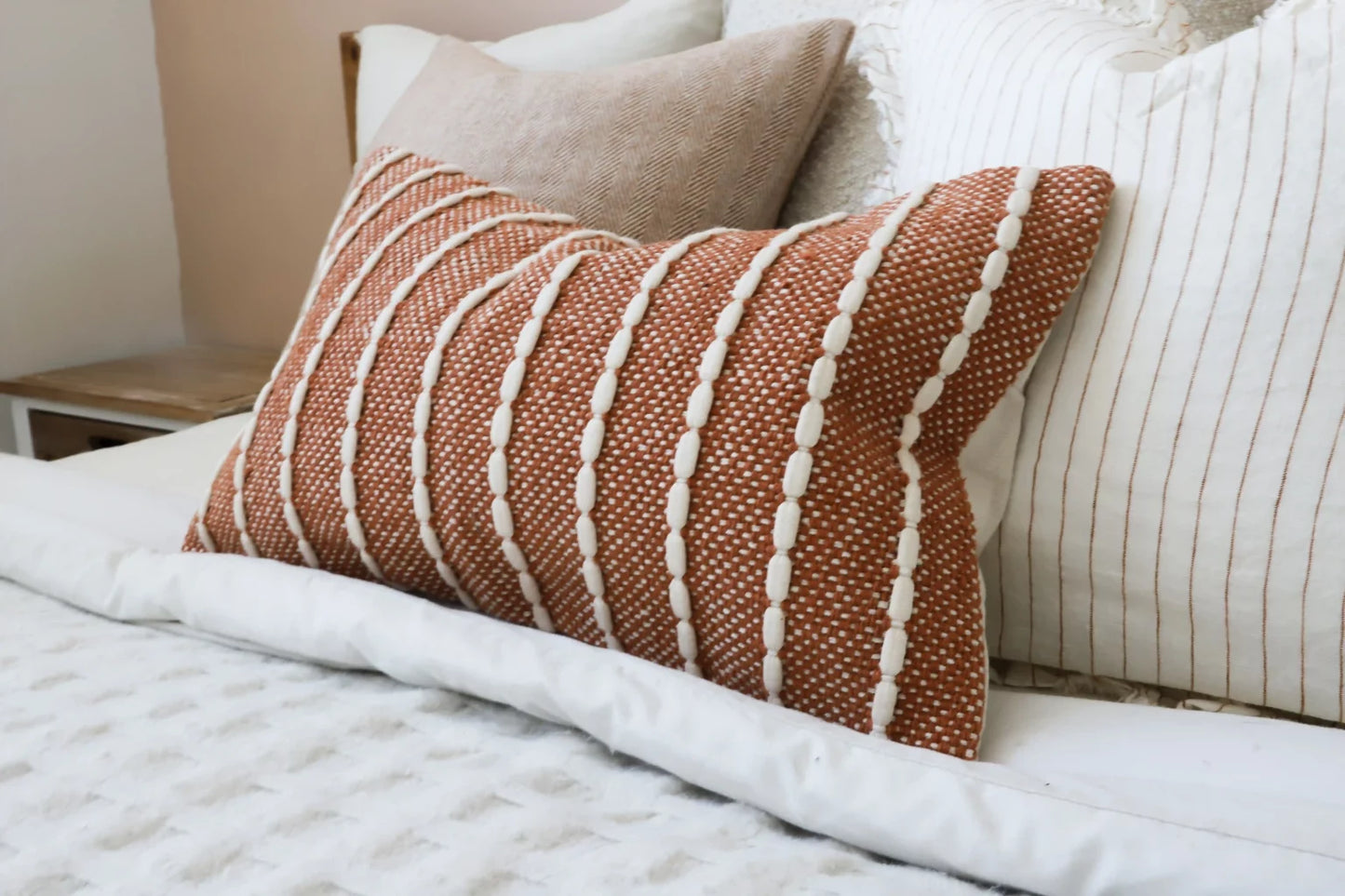 India Rust Textured Stripe 50 x 30