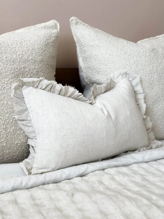 Grace Sand Ruffle Cushion 50 x 30