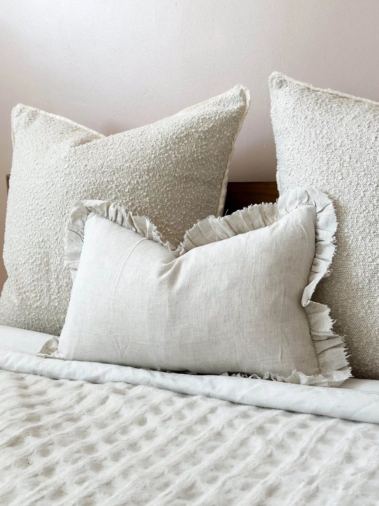 Grace Sand Ruffle Cushion 50 x 30