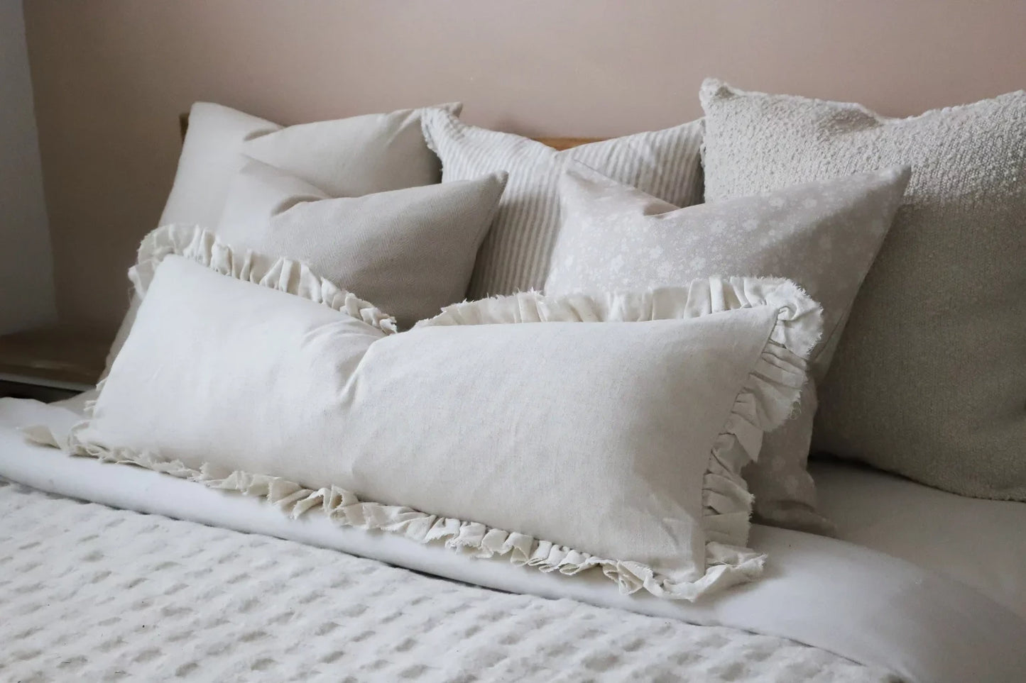 Grace Ruffle Sand Cushion 80 x 30