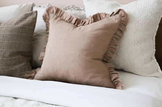 Grace Taupe Ruffle Cushion