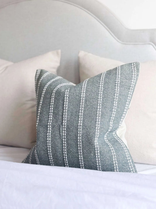 India Teal Stripe Cushion 45 x 45