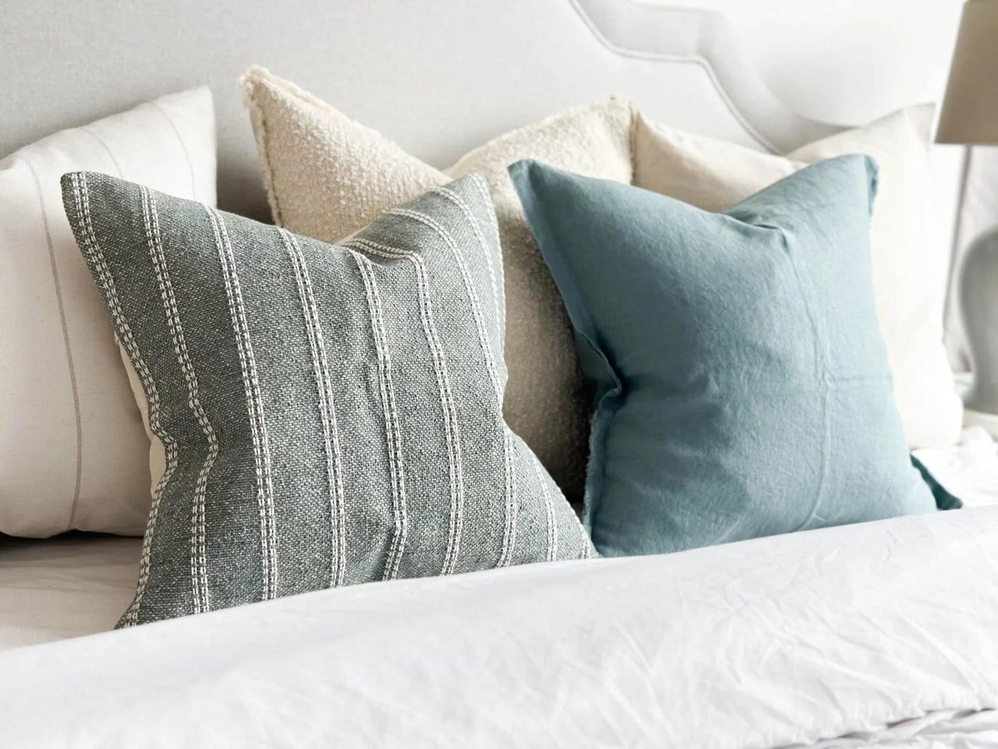 India Teal Stripe Cushion 45 x 45