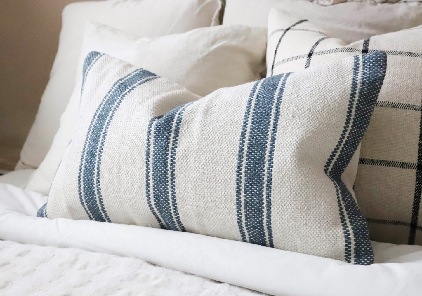 India Teal Stripe Cushion