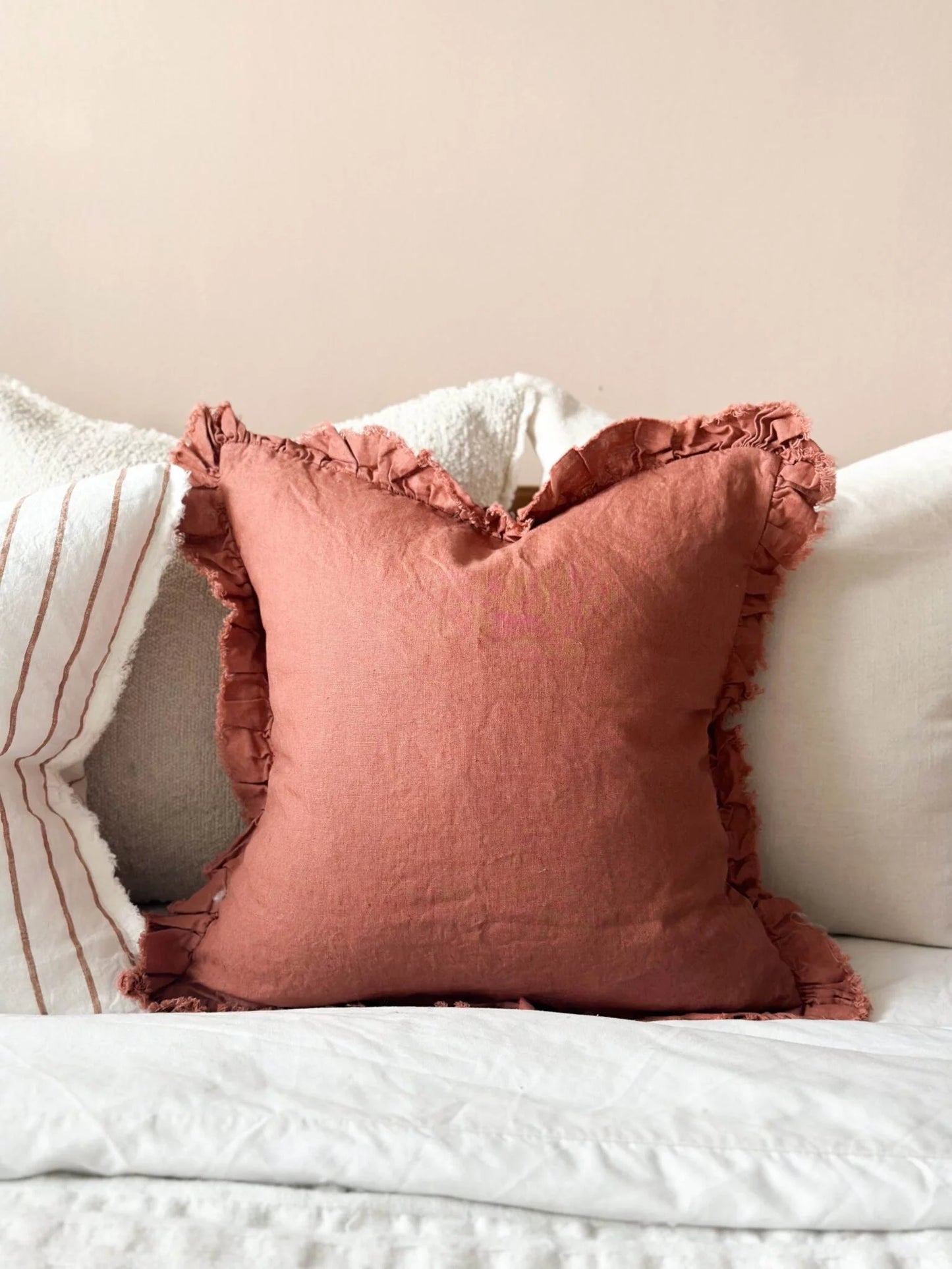 Hallie Terracotta Ruffle Cushion