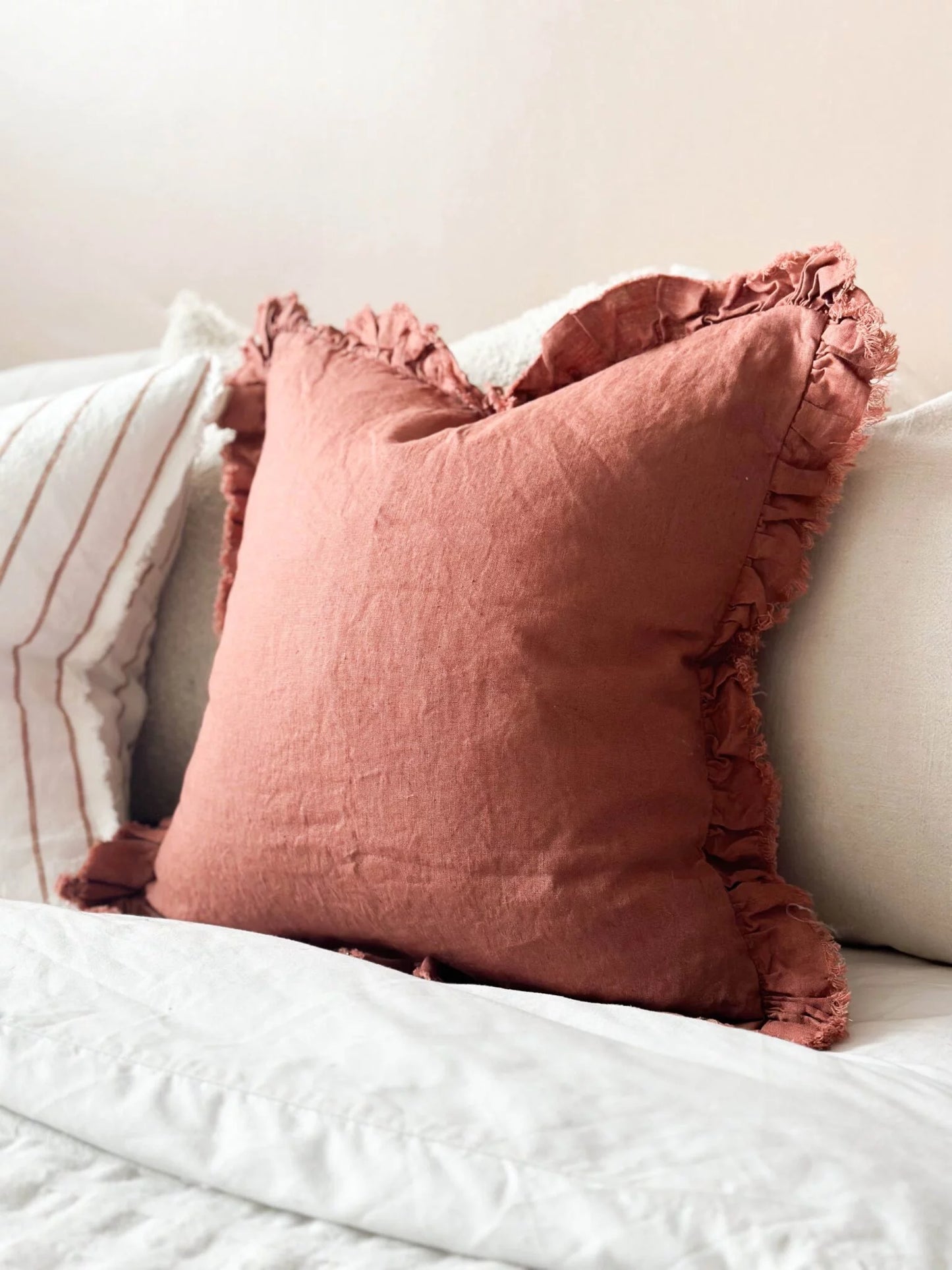 Hallie Terracotta Ruffle Cushion