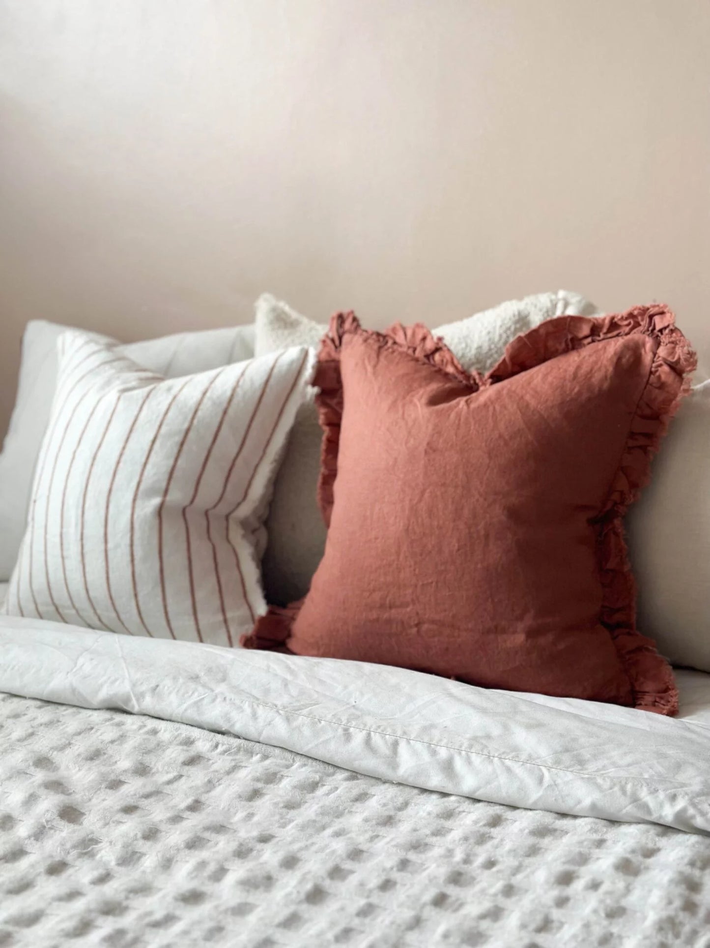 Hallie Terracotta Ruffle Cushion