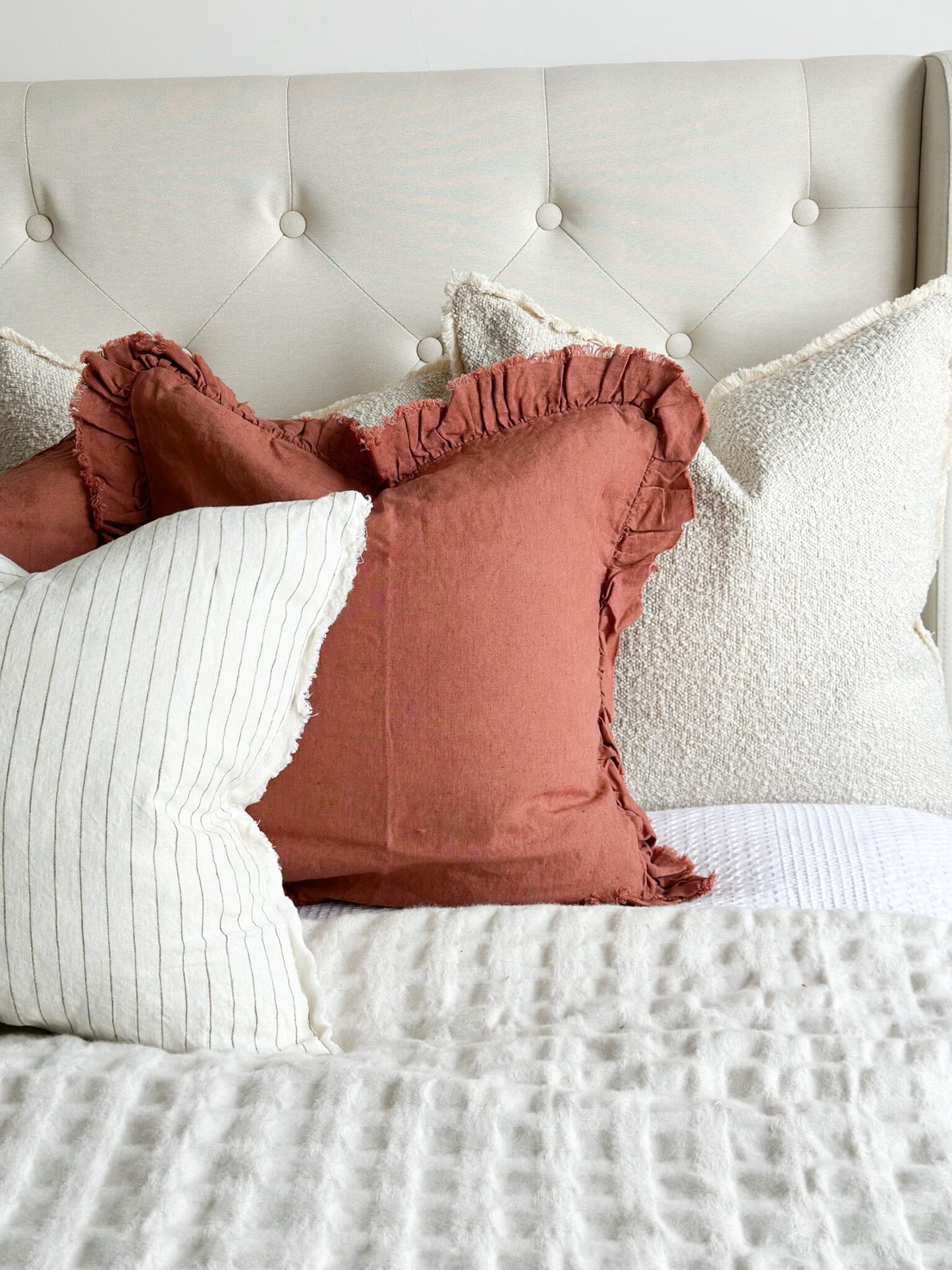 Hallie Terracotta Ruffle Cushion