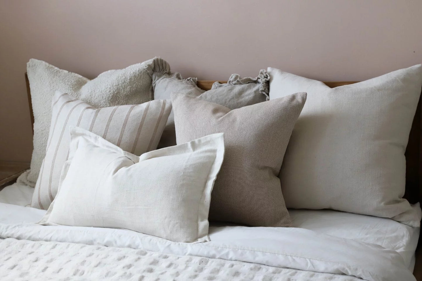 Tia Beige Herringbone Cushion