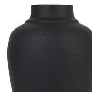 Matt Black Hammered Vase with Lid