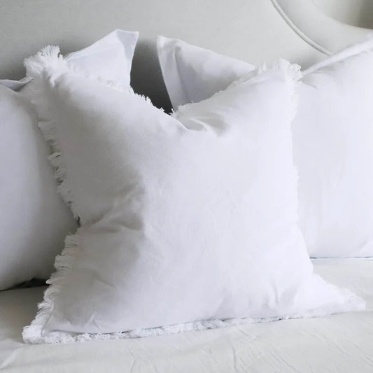 Nora Fringed White Cushion 45 x 45